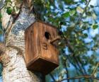 Μικρό σπίτι του ξύλου για τα πτηνά άνοιξη